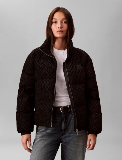 Calvin Klein Aop Mid Weight Down Puffer Jacke - Black - XS Calvin Klein Aop Mid Weight Down Puffer Jacke - Black - XS