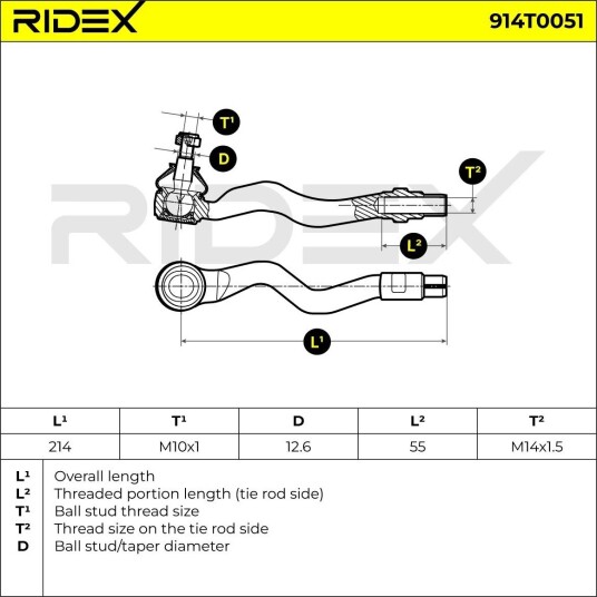 RIDEX 914T0051 Endeledd