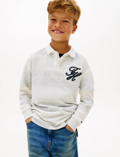 Tommy Hilfiger Th Script Graphic Rugby Polo Ls White 176 Tommy Hilfiger Th Script Graphic Rugby Polo Ls White 176