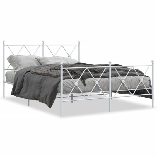  Sengeramme i metall med hode- og fotgavl hvit 140x200 cm 8721012374546