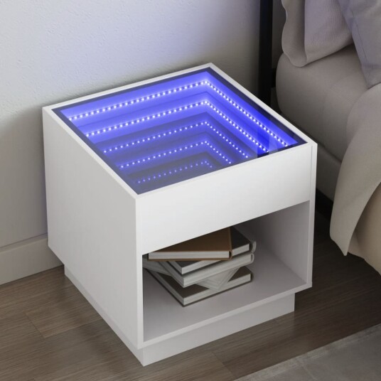  Salongbord med Infinity LED hvit 50x50x50 cm 3284084