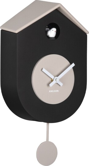 KARLSSON Wall Clock Grato Cuckoo Black W. Warm Grey   Black   H 33.2CM