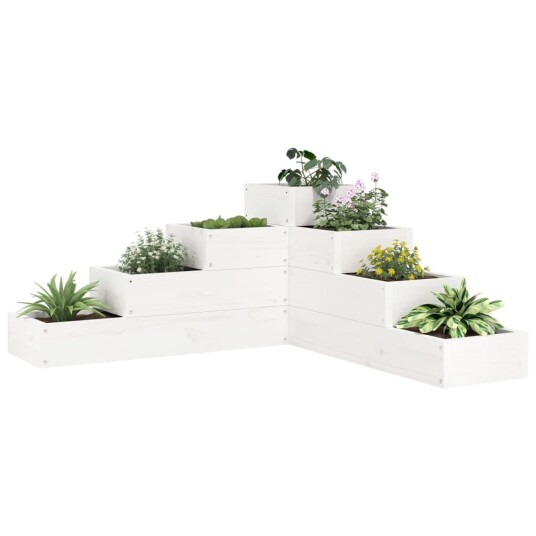 Hageplantekasse 4 etasjer 80,5x79x36 cm hvit heltre furu