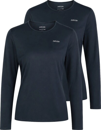 ZEBDIA Women L/S Sports Tee 2 Pack Navy XS