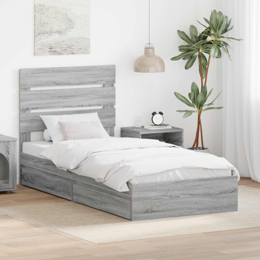  Seng med Oppbevaring Grå Sonoma 100 x 200 cm Konstruert tre