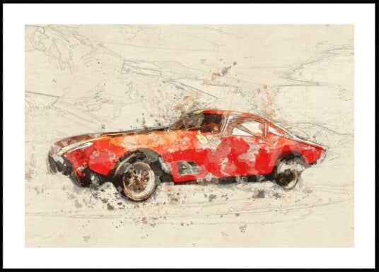 Classic Red Car Sketch Plakat / 40x50 Classic Red Car Sketch Plakat / 40x50