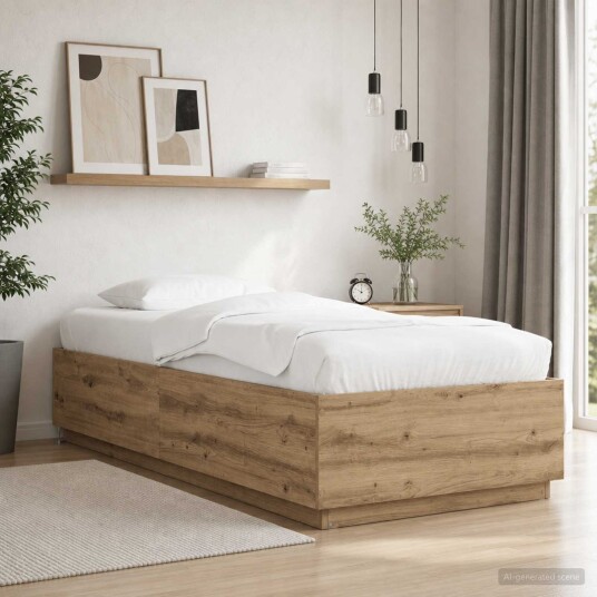 vidaXL Sengestativ med LED Artisan eik 80 x 200 cm Konstruert tre