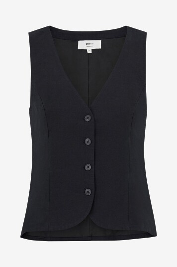 Gina Tricot Vest Linen Blend Tailored Vest Svart