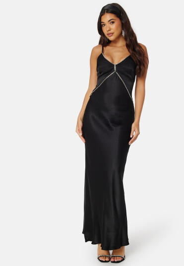 FOREVER NEW Philippa Diamante Slip Midi Dress Black 40