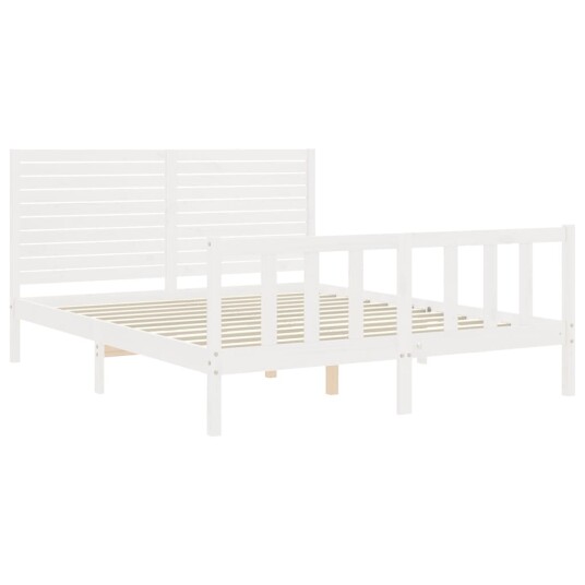 vidaXL Sengeramme med hodegavl hvit 160x200 cm heltre 8720845983871