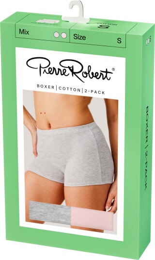 Pierre Robert Boxer Cotton X2 Women Grey & Pink L Pierre Robert Boxer Cotton X2 Women Grey & Pink L