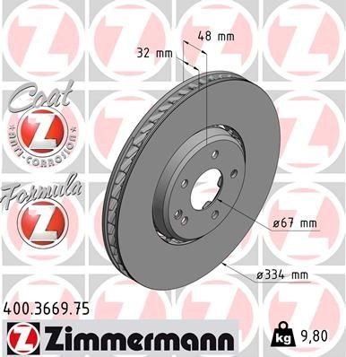 Bremseskive ZIMMERMANN 400.3669.75