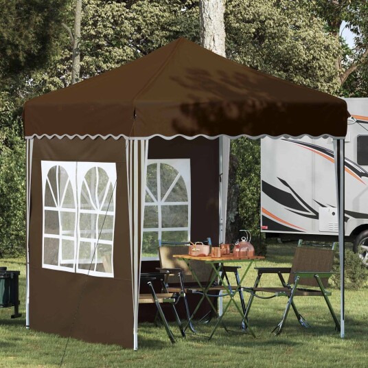 vidaXL Pop-up Festtelt 195 x 195 x 245 cm Gråbrun Oxford Stoff