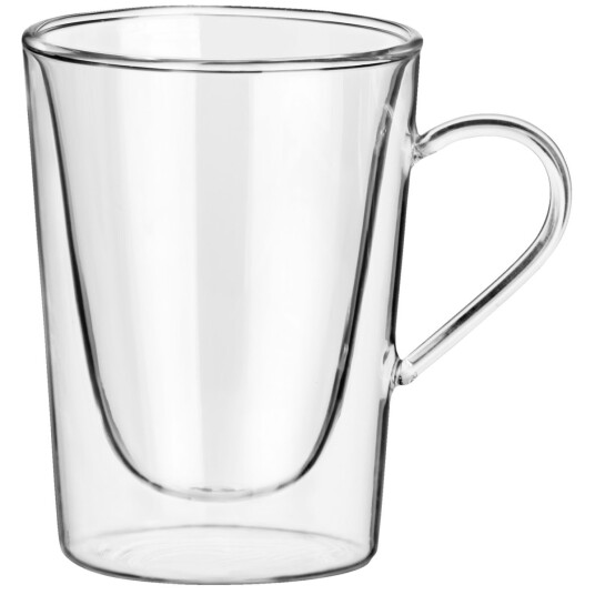 VEGA Kaffeglass Dila med håndtak; 31cl, 8.6x11.3 cm ØxH; Transparent; 2 Stykk / Forpakning VEGA Kaffeglass Dila med håndtak; 31cl, 8.6x11.3 cm ØxH; Transparent; 2 Stykk / Forpakning