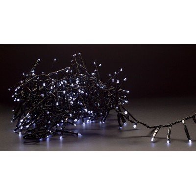 8 meter utendørs LED cluster julelysslynge IP44 minnefunksjon 230V 400 LED kald hvit
