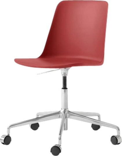 &Tradition Rely HW28 Spisestol uten Armlener Svingbar med Hjul Vermilionrød/ Aluminium