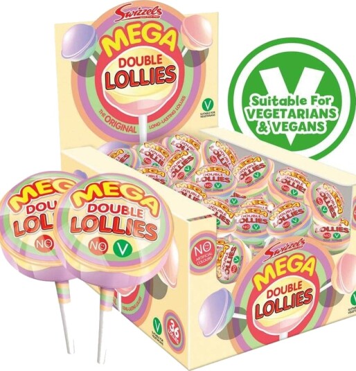 36 stk Swizzels MEGA Double Lollies / Kjærligheter Hel Eske