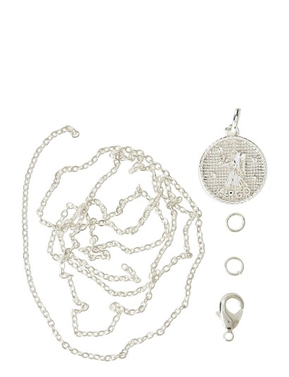 Me & My Box Zodiac Coin Pendant And Chain Set, Virgo - Silver - ONE SIZE
