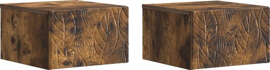  Vegghengt Nattbord 2 pcs Røkt Eik 49 x 34,5 x 20 cm