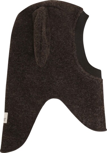 HUTTEliHUT Ullbalaklava Med Ører Dark Brown Melange 48