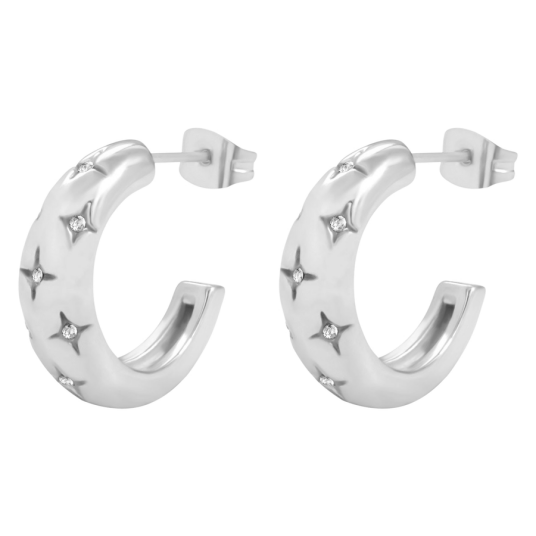 DARK Chunky Star Creole Silver