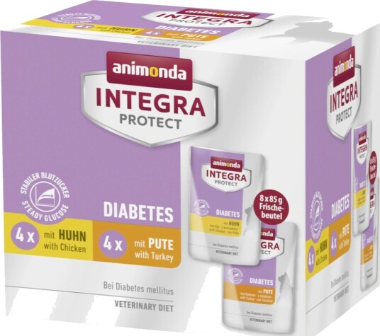 Animonda Integra Våtfôr Adult Protect Diabetes Blandet Pakke & Kylling Kalkun 8 X 85 G
