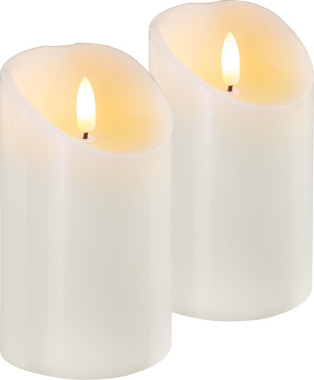 Enne Rustic Flame LED kubbelys - 2 stk - Hvit