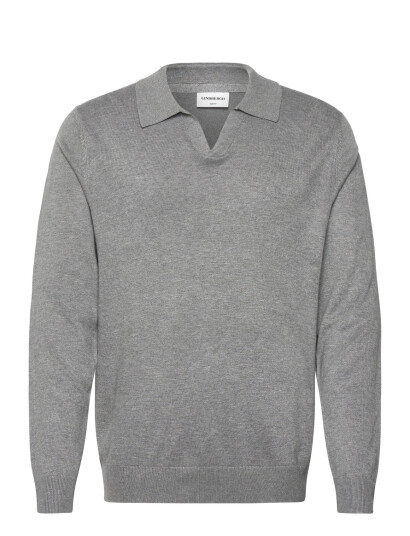 Lindbergh Ecovero L/S V Neck Polo Grey XXL