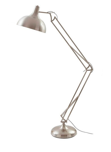 Lindby gulvlampe Leia, sølv, svingbar skjerm