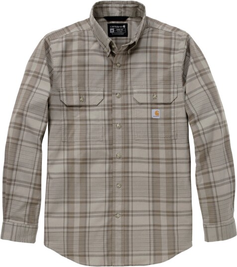 Carhartt Men"s Fort Loose Ls Plaid Shirt Gray Dunes XL