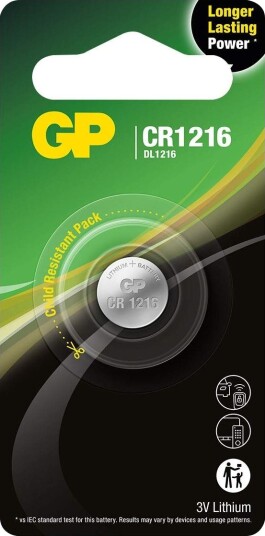 GP Lithium Coin Cell CR1216 1-pk