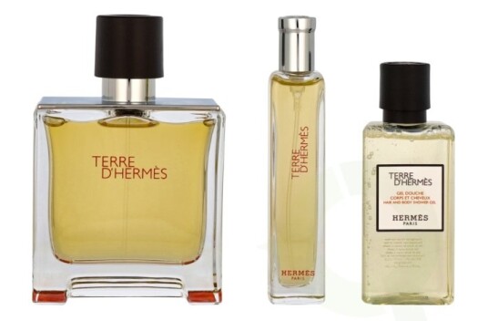 Hermes Terre D"Hermes Giftset 130 ml Eau De Parfyme Spray 75ml Eau De Parfyme Spray 15ml Shower Gel 40ml Hermes Terre D"Hermes Giftset 130 ml Eau De Parfyme Spray 75ml Eau De Parfyme Spray 15ml Shower Gel 40ml