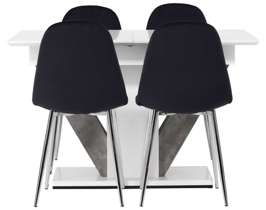 Venture Design Disa & Polar spisegruppe Svart/hvit 4 stoler & bord 120 x 80 cm