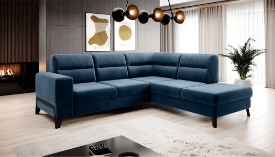 Anglika Sofa m. Sjeselong 4 seters   Blå