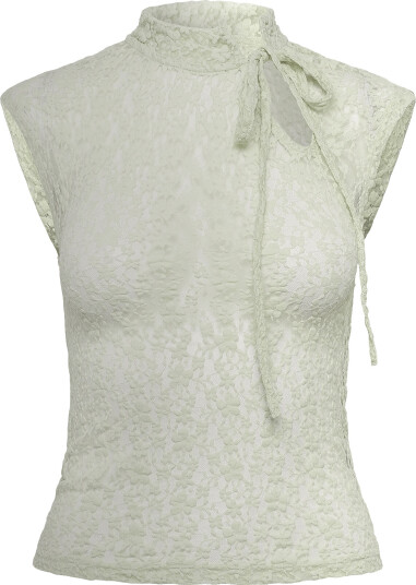 Gina Tricot Mandarin Lace Top   Green   XL