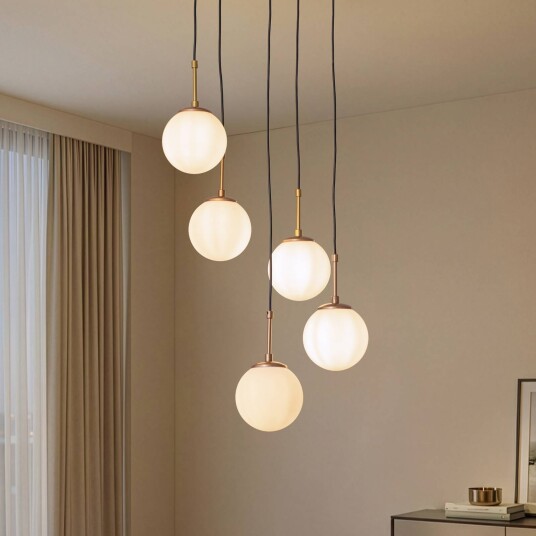 Pendellampe i glass Opviq dimbar Hvit / opal Stue / spisestue Glass