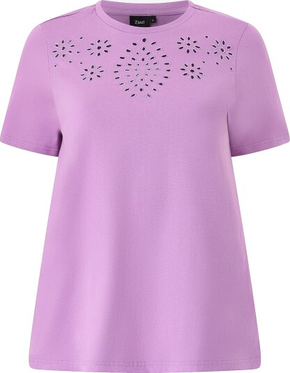 Zizzi Topp Mmeghan S/S Straight Tee Lilla