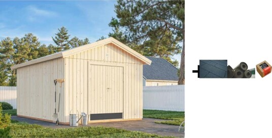 Redskapsbod Palmako Martin 13,6 m2 med Shingel Papp og Spiker