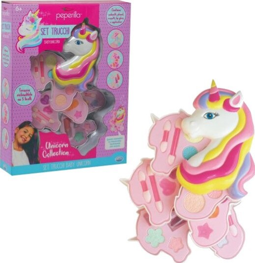 Peperilla Sminkesett Unicorn Collection 3-Etasjers Inkl. Øyenskygger Pudder Glitter Lipgloss 5+ År