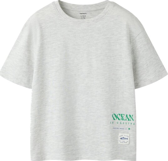 Name It T skjorte NkmHaddu Light Grey Melange Name It 7 8 år (122 128) T skjorte Blå Grå Grønn