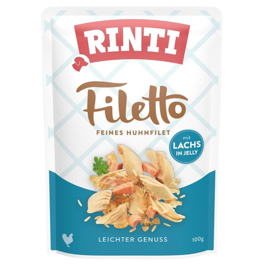 Økonomipakke Rinti Filetto Pouch In Jelly 48 X 100 G Kylling Med Laks