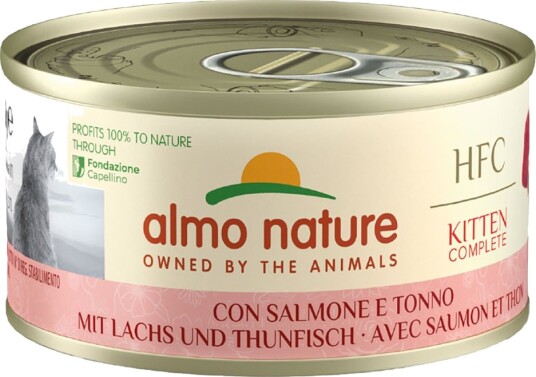 Almo Nature Hfc Våtfôr Økonomipakning Hfc Komplett Kattunge Laks Med Tunfisk 24 X 70 G