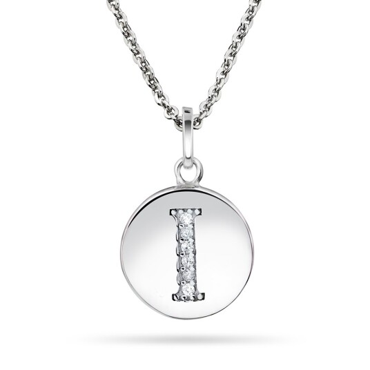 Pan Jewelry, Anheng i sølv med zirkonia bokstav I Pan Jewelry, Anheng i sølv med zirkonia bokstav I