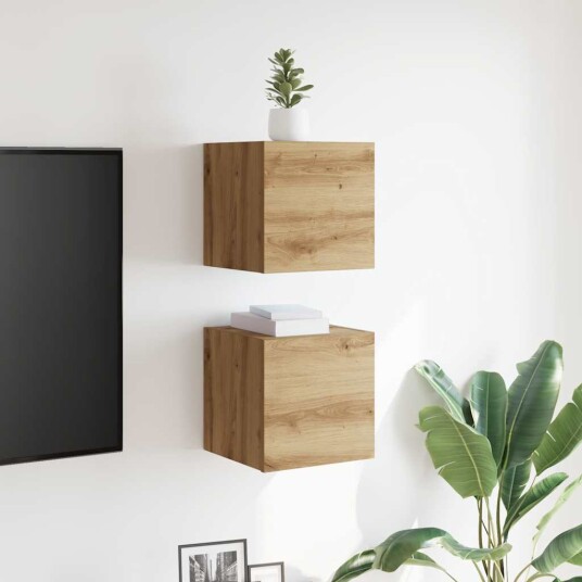  Vegghengte TV-benker 2 stk artisan eik 30,5x30x30 cm 8721158438324