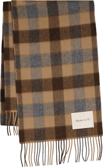 Gant Checked Wool Scarf - Beige - ONE SIZE