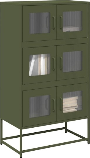 Highboard olivengrønn 68x39x123 cm stål