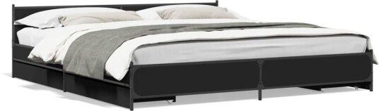 Sengeramme med skuffer svart 180x200 cm konstruert tre 8721102611070