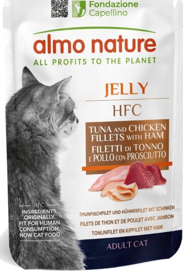 Almo Nature Hfc Våtfôr Jelly Pouch Tunfisk Og Skinke Kylling 6 X 55 G