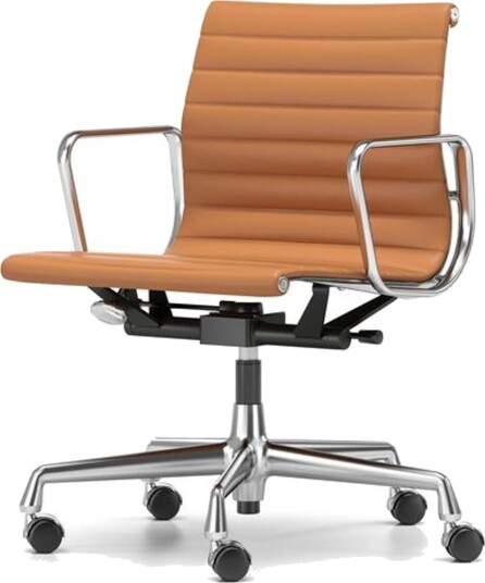 Vitra EA 118 Kontorstol med Sving /armlen /vippemekanisme i Konjakkskinn/ Krom Vitra EA 118 Kontorstol med Sving /armlen /vippemekanisme i Konjakkskinn/ Krom