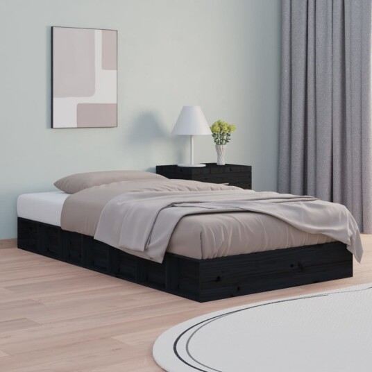 vidaXL Sengeramme svart 75x190 cm 2FT6 Small Single heltre